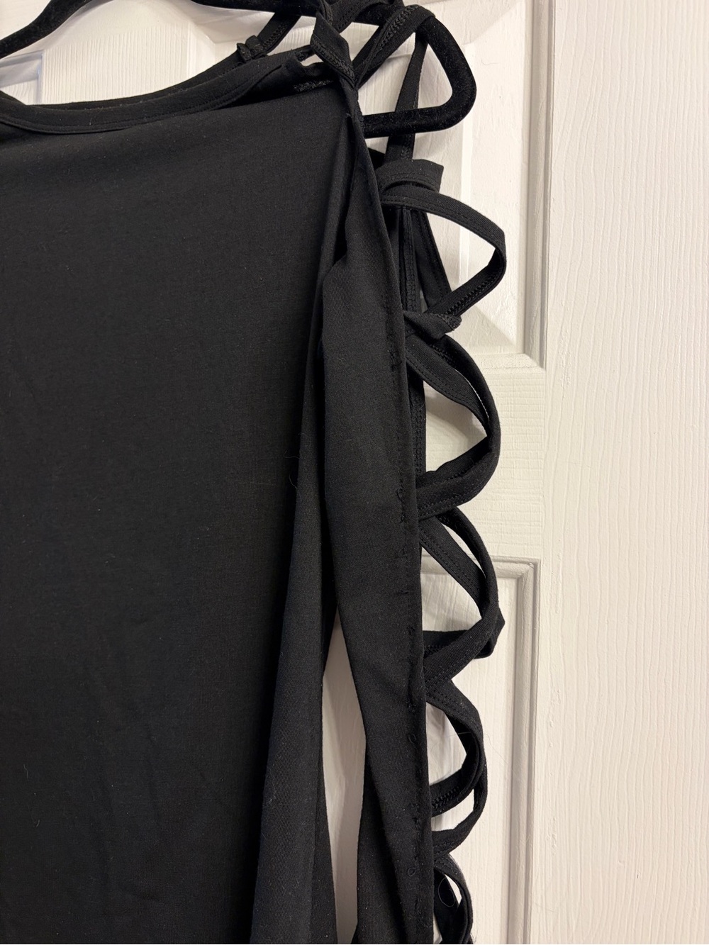 Black Cold-Shoulder Ladder Sleeve Top - Picture 2 of 3